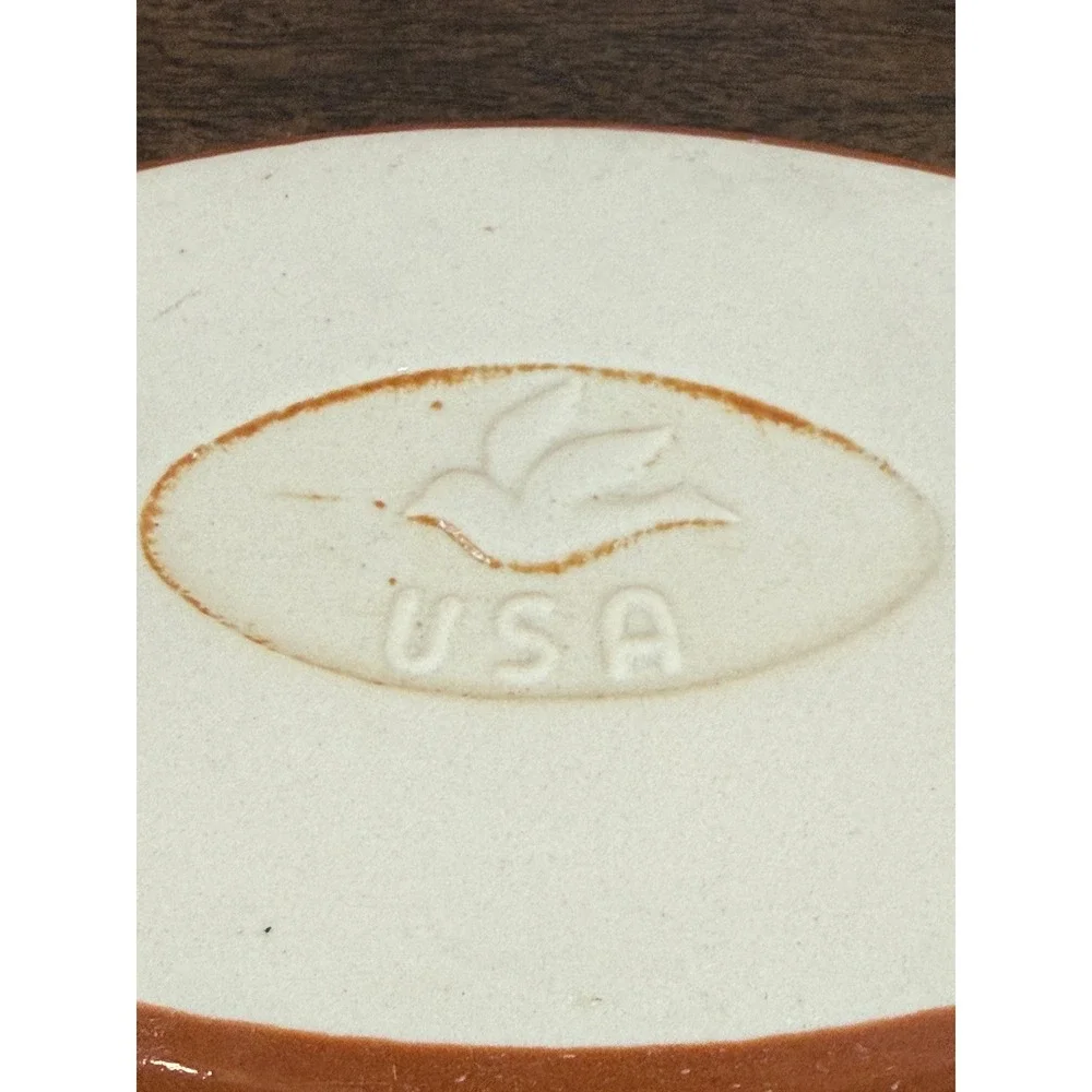 VTG SetTHREE Burden USA Oval Brown Stoneware Au Gratin 8‎ 1/4